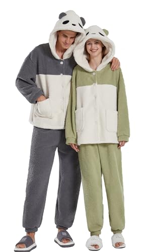 iyoimono Schlafanzug Für Damen 2-Set Pyjama Mit Lange Oberteile Und Hosen Polar Fleece Hausanzug Kuschelige Und Warmes Flanell Nachtwasche PjS Für Frauen Flanell Fleece für Winter Sleepwear von iyoimono