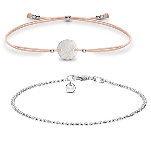 Set Armband Plättchen 925 Silber gebürstet von iz-el