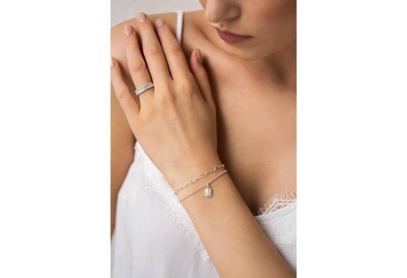 iz-el Armband Armband Silber Perlmutt Baguette - KUGELARMBAND, 925 Sterling Silber von iz-el