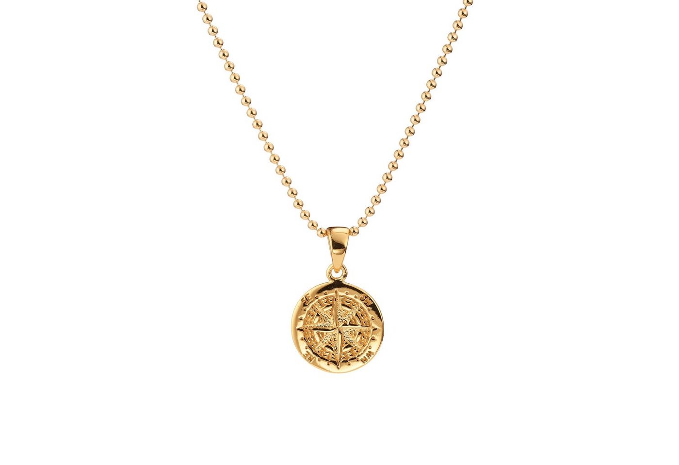 iz-el Silberkette Kette Gold Kompass Kugelkette, 925 Sterling Silber von iz-el