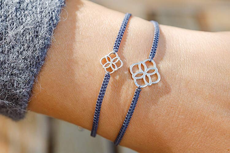 Armbänder Mutter Tochter Set Blume Glücksbändchen 925 Silber von izeldesign