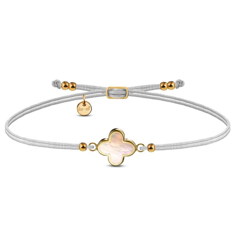 Armband Kleeblatt Perlmutt Verstellbar 925 Silber Vergoldet von izeldesign