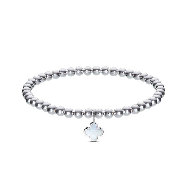 Armband Silber Elastisch Kleeblatt Perlmutt Kugelarmband von izeldesign