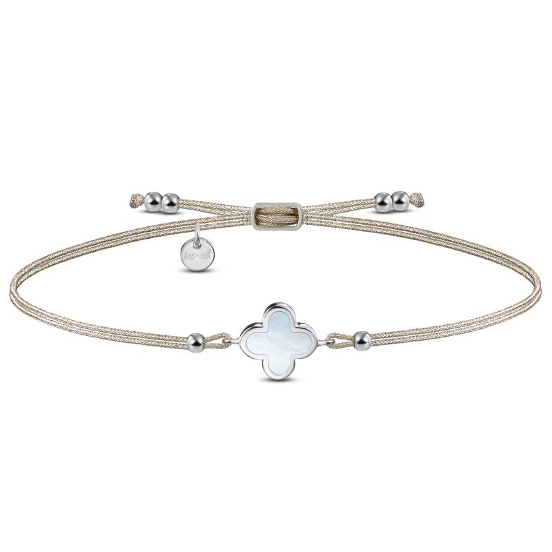 Armband Silber Kleeblatt Perlmutt Beigeschimmer von izeldesign