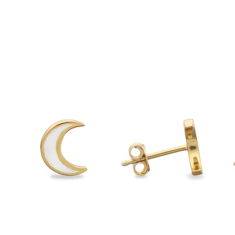 Ohrstecker Kleiner Mond Perlmutt 925 Silber Vergoldet von izeldesign