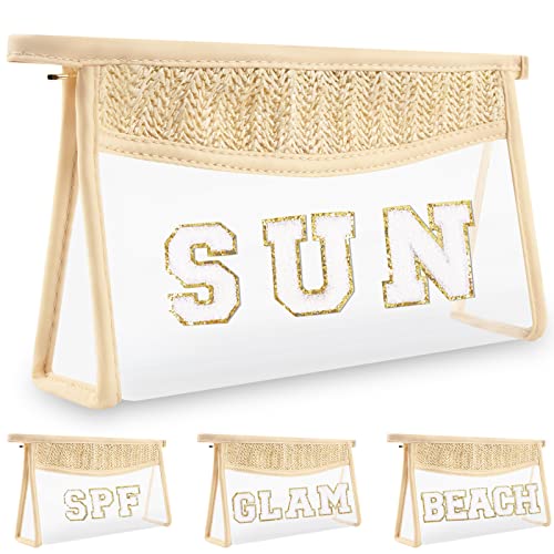 izuzta Boho transparente Make-up-Tasche mit Buchstaben für Frauen und Mädchen, Sonne von izuzta