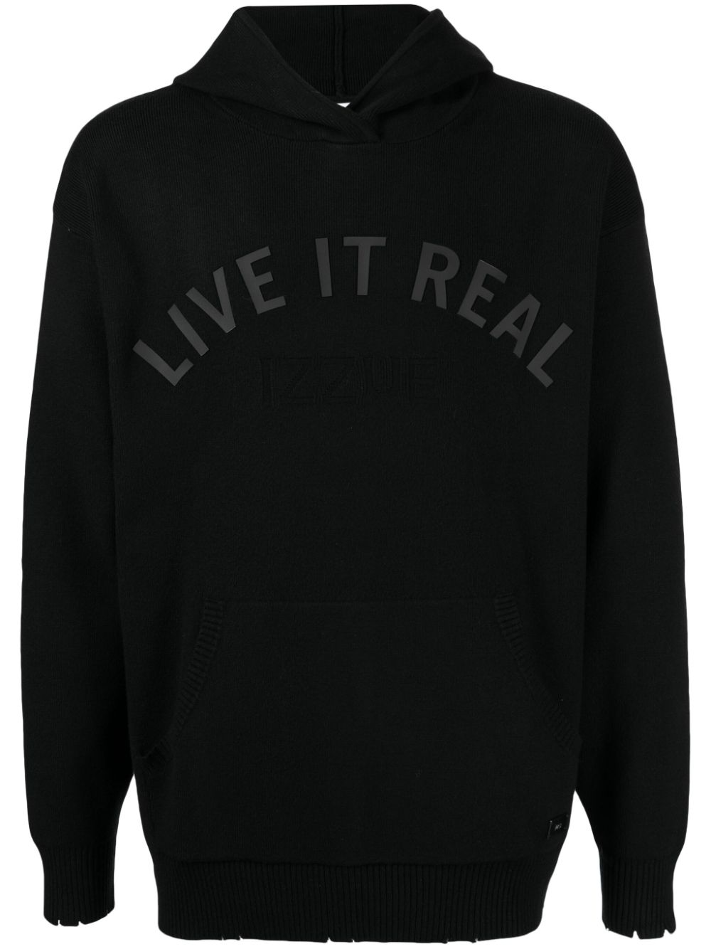 izzue Gerippter Hoodie mit Slogan-Print - Schwarz von izzue