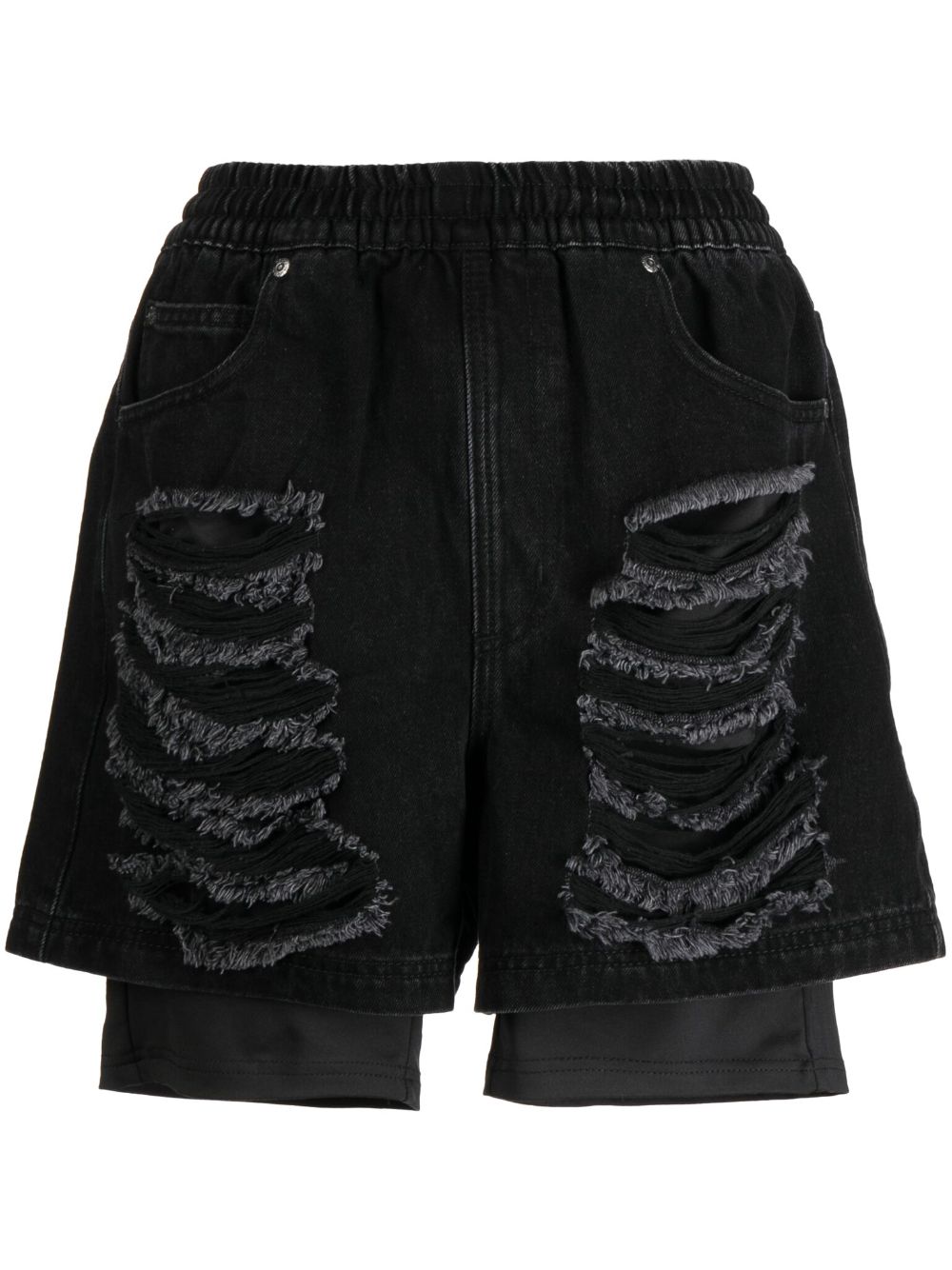 izzue Jeans-Shorts im Distressed-Look - Schwarz von izzue