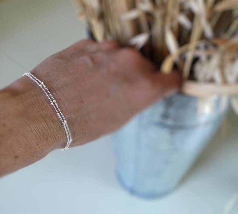 Armband Nach Eigenem Entwurf - 2-Strang Kette Aus Sterling Silber Oder 14Kt Vergoldung von jNicDesigns