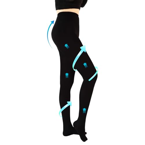 20-30 mmHg Medizinische Kompressionsstrümpfe Damen Lang, Kompressionsstrumpfhose Damen Herren mit geschlossener Zehe Klasse 2 Abgestufter Kompression Stützstrümpfe für Krampfadern (Schwarz, Large) von jabeick