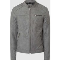 Jack & Jones Jacke in Leder-Optik Modell 'JEROCKY' in Anthrazit, Größe S von jack & jones