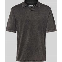 Jack & Jones Poloshirt mit V-Ausschnitt Modell 'ELEO' in Anthrazit, Größe L von jack & jones