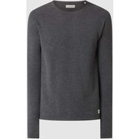 Jack & Jones Strickpullover mit Label-Patch Modell 'HILL' in Anthrazit Melange, Größe L von jack & jones