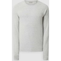 Jack & Jones Strickpullover mit Label-Patch Modell 'HILL' in Mittelgrau Melange, Größe L von jack & jones