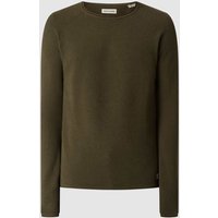 Jack & Jones Strickpullover mit Label-Patch Modell 'HILL' in Oliv, Größe L von jack & jones