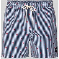 Jack & Jones Regular Fit Badeshorts mit Label-Patch Modell 'STMAUI' in Dunkelblau, Größe L von jack & jones