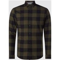 Jack & Jones Regular Fit Freizeithemd aus Twill Modell 'Gingham' in Oliv, Größe L von jack & jones