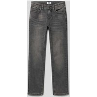 Jack & Jones Regular Fit Jeans mit Label-Patch Modell 'CLARK' in Mittelgrau Melange, Größe 128 von jack & jones