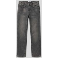 Jack & Jones Regular Fit Jeans mit Label-Patch Modell 'CLARK' in Mittelgrau Melange, Größe 140 von jack & jones