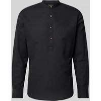 Jack & Jones Regular Fit Leinenhemd mit Maokragen in Black, Größe S von jack & jones