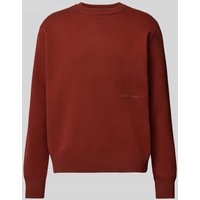 Jack & Jones Strickpullover mit Label-Print Modell 'VESTERBRO' in Mittelbraun, Größe XL von jack & jones