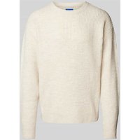 Jack & Jones Strickpullover mit Strukturmuster Modell 'OLLIE' in Offwhite, Größe L von jack & jones