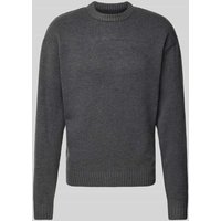 Jack & Jones Strickpullover mit gerippten Abschlüssen Modell 'OLLIE' in Anthrazit, Größe XXL von jack & jones
