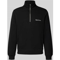 Jack & Jones Sweatshirt mit Troyer-Kragen und Label-Stitching in Black, Größe L von jack & jones