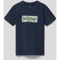 Jack & Jones T-Shirt mit Rundhalsausschnitt Modell 'JORLAFAYETTE' in Marine, Größe 176 von jack & jones