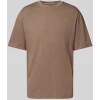 Jack & Jones T-Shirt mit geripptem Rundhalsausschnitt Modell 'BRADLEY' in Hellbraun, Größe XL von jack & jones