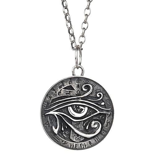 Alte Ägyptens Tränen der Nil Silber Halskette, der Schatzkette des Gothic -Herren -Anhängers Pharaoh, Vintage Silver Jewelry von jackeywu