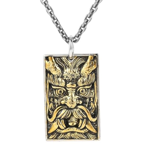 Mode Sternzeichen Drachenkönig Sternzeichen Drache Quadratischer Anhänger Halskette 925 Silber Personalisierte trendige Herren Halskette Freund Geschenk von jackeywu