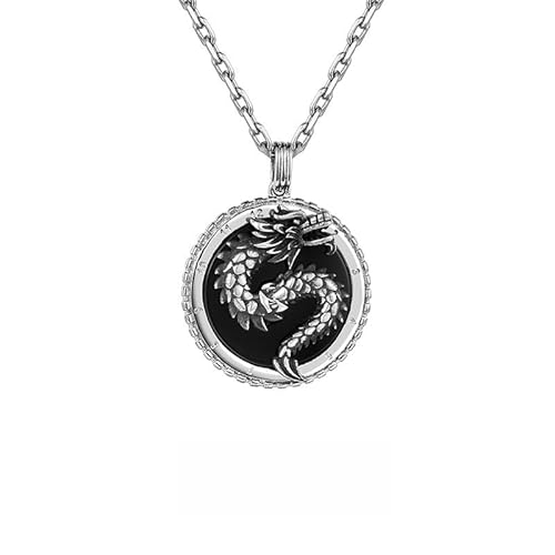 Sterling Silber Schwarz Achat Drachen Jahr Halskette Herren Anhänger High-End Handsome Pullover Kette Anhänger Halskette von jackeywu