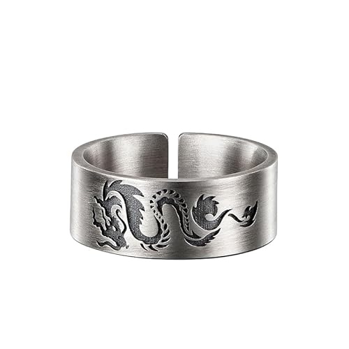 jackeywu Herren Dragon Wide Band Ring Verstellbares Ausleitbares Knöchel mittelstapel Finger Retro Statement Mode Persönlichkeit Vintage Punk Ringe Viking Dragon Schmuck Geschenk von jackeywu