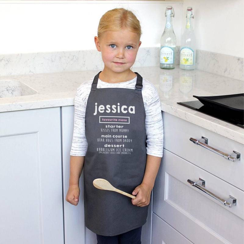 Personalisierte Kinderkochschürze Lieblingsmenü Geschenk von jacksprattbaby