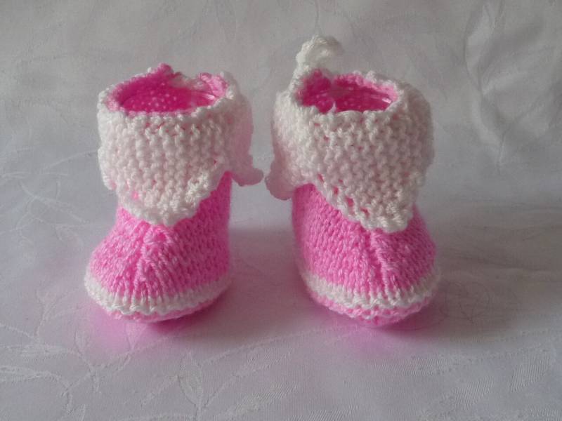 Baby-Hausschuhe, Handgemachtes Stricken, Geburtshausschuhe, Geburtsgeschenkt. 16 - 0 Bis 3 Monate von jacquotetricote