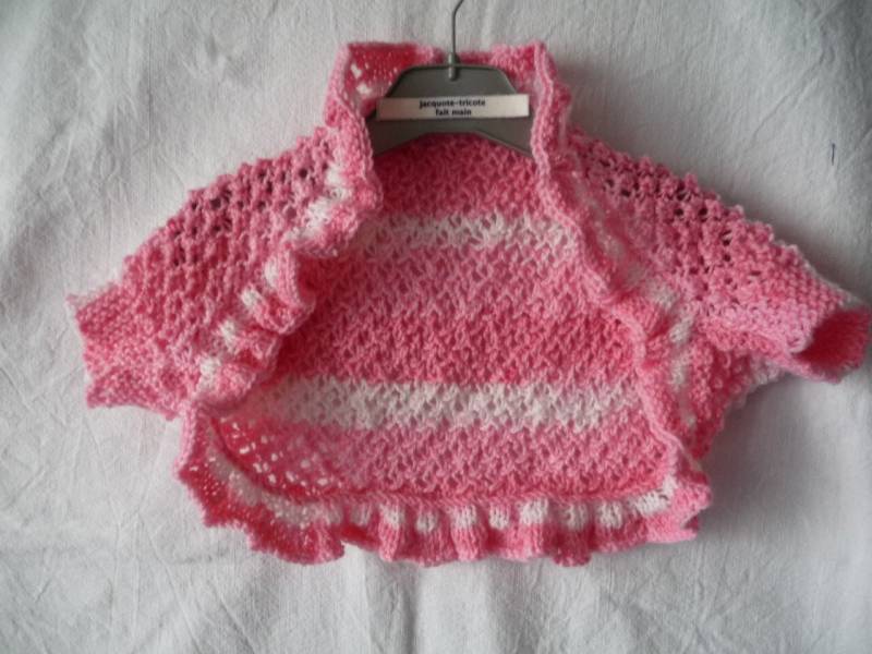 Bolero Mädchen, T.2 Jahre Bis 8 Jahre, Handgefertigtes Strick-Diamant-Mesh von jacquotetricote
