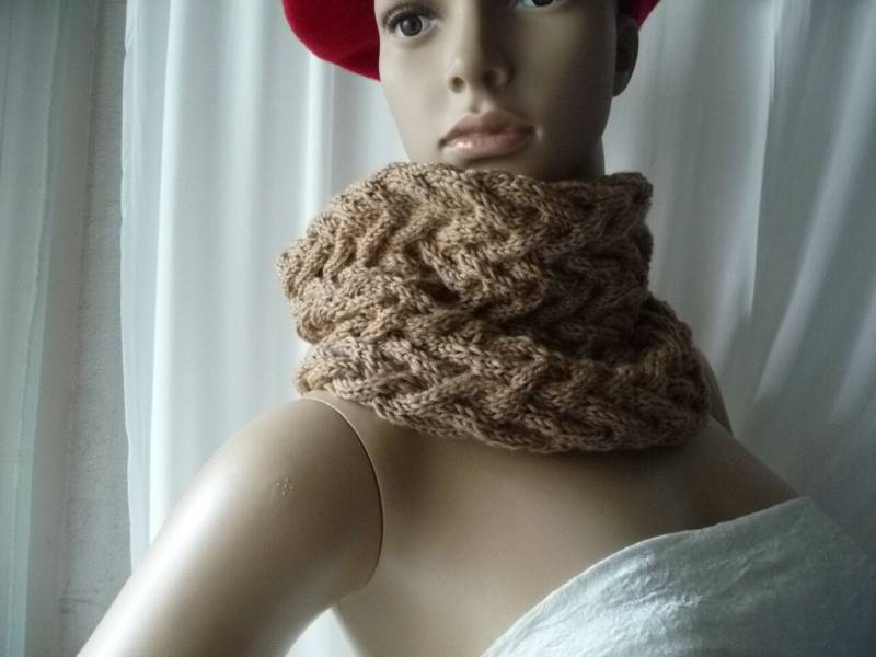 Strick-Snood, Merinowolle-Snood, Strick-Halswärmer, Geschlossener Schal, Handgemachtes Stricken von jacquotetricote