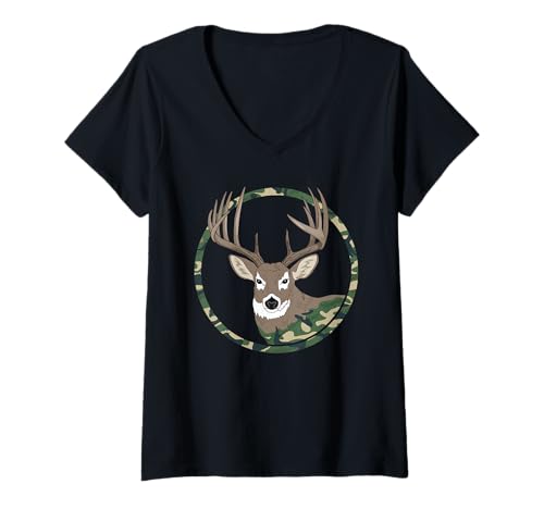 Damen Amerikanische Flagge Jagd Tshirt Whitetail Buck Jäger Hunter T-Shirt mit V-Ausschnitt Damen Amerikanische Flagge Jagd Tshirt Whitetail Buck Jäger Hunter T-Shirt mit V-Ausschnitt von jagd TShirt Camouflage American Flag USA
