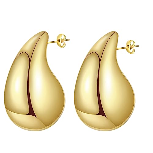 jagosen Goldene Ohrringe Damen Tropfen Ohrringe Gold Statement Waterdrop Chunky Ohrringe Gold Jewelry Schmuck von jagosen