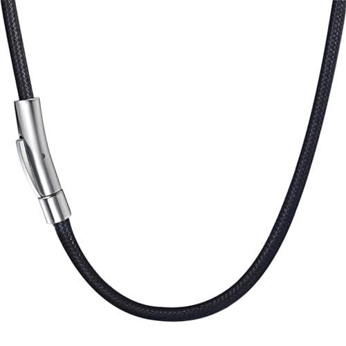 jagosen 3MM Kette Herren Leder Halskette Herren 51cm/20inch Lederkette Herren Lederband Kette Mit Verschluss Kautschuk Lederhalsband Herren für Surfer Männer von jagosen