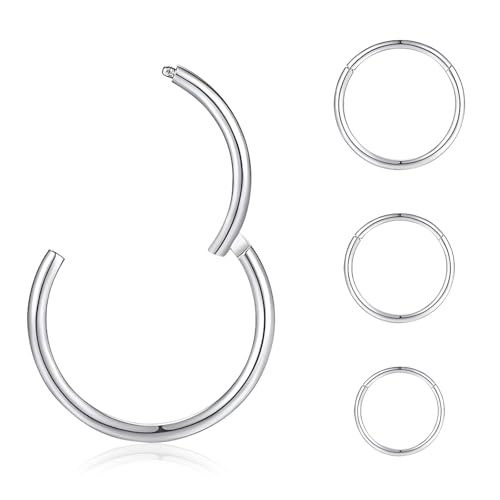 jagosen Nasenpiercing Ring Silber 4stk 18g Nasenring Nostril Septum Piercing Rings Set Chirurgenstahl Dünn Lippenpiercing Septum Clicker Knorpel Piercing Ohr Für Damen Männer 6mm/8mm/10mm/12mm von jagosen