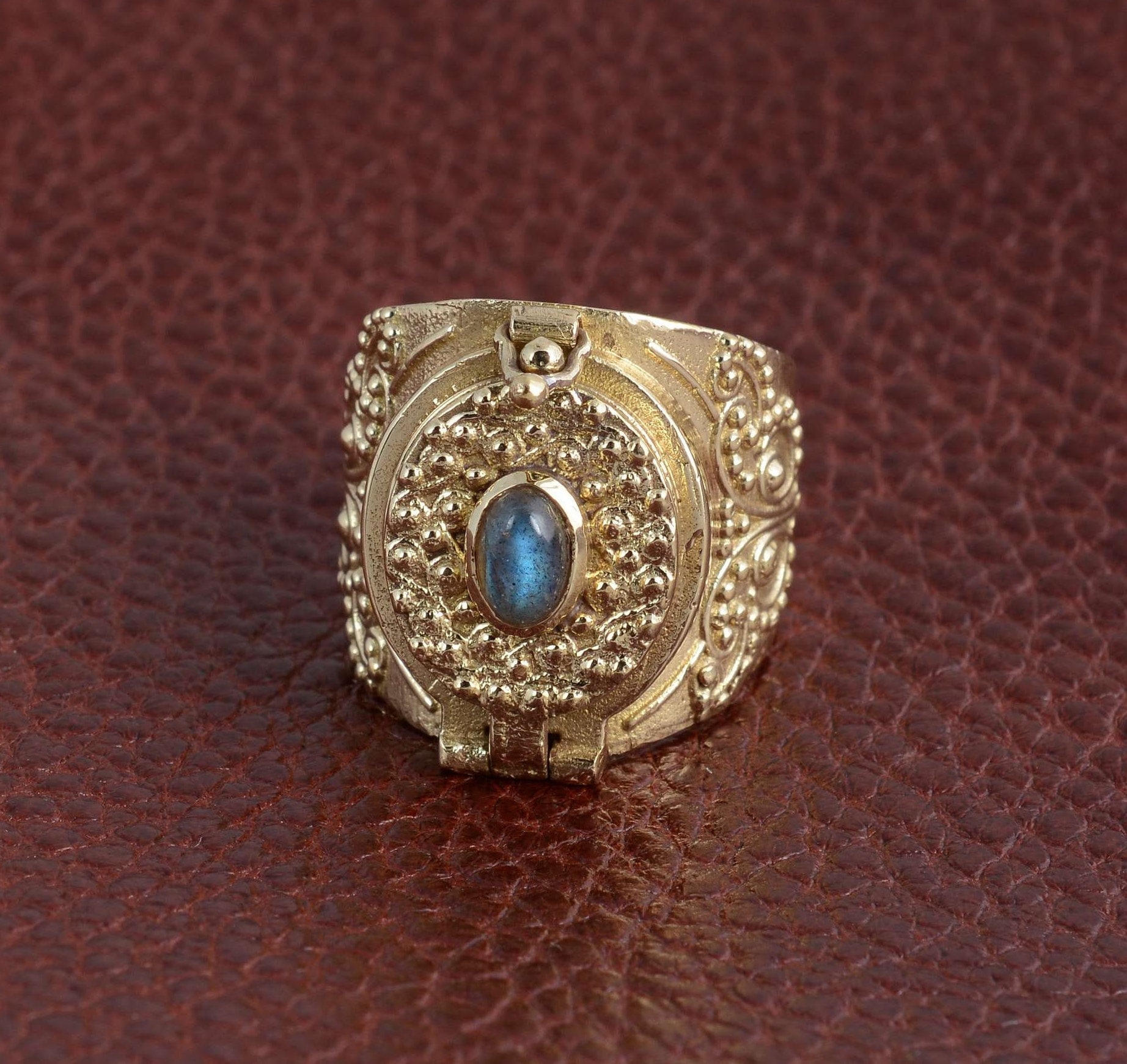 Labradorit Ring, Öffenbarer Gift Messing Statement Edelstein Brautring, Blauer Stein Ehering von jaipurjewelryIN