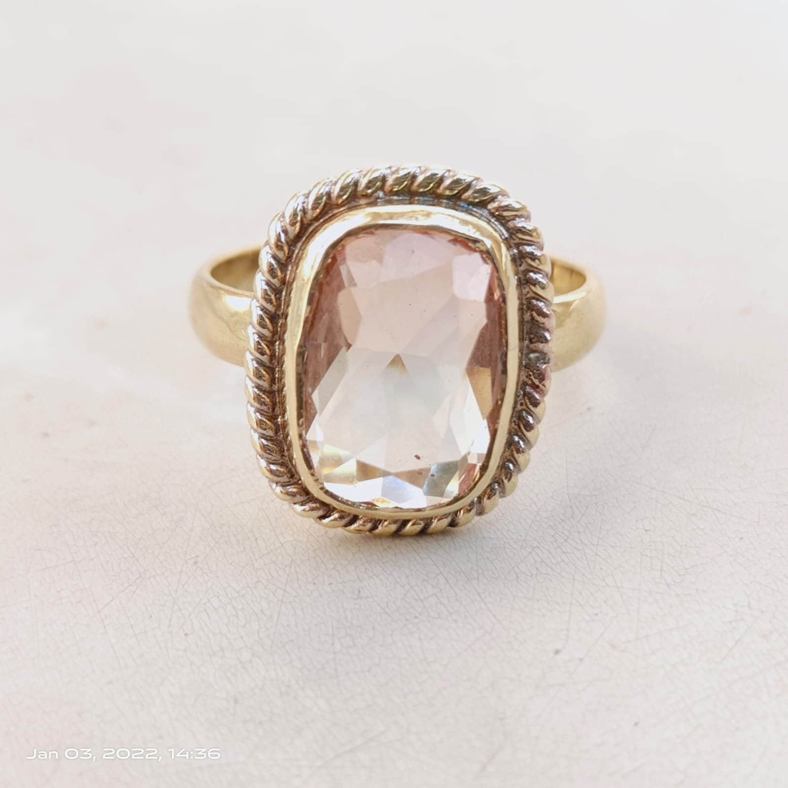 Rauchquarz Stein Handgemachter Ring, Statement Edelstein Gold Messing Ringe Für Frauen, Ehering von jaipurjewelryIN
