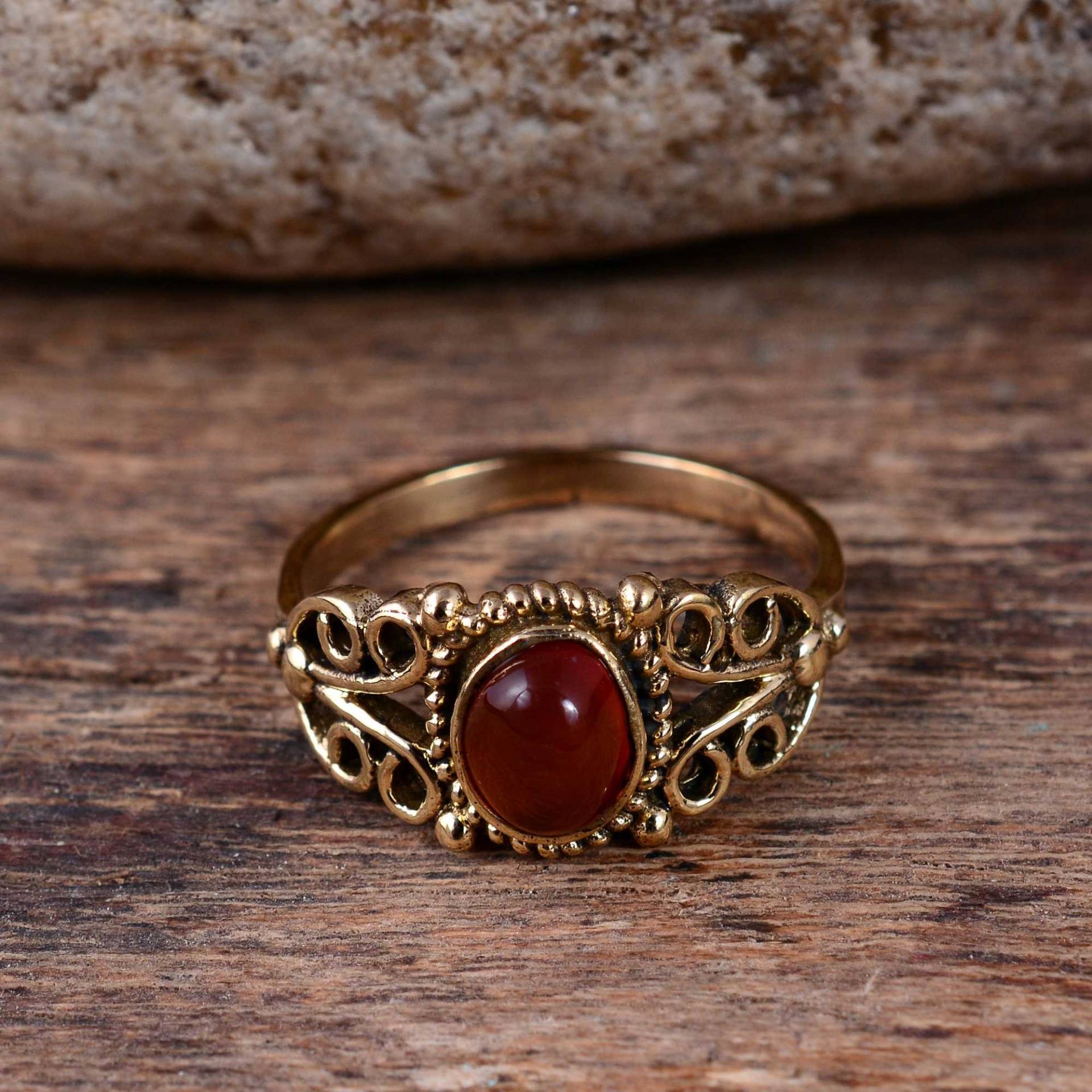 Roter Onyx Ring, Handgemachter Messing Geschenk Für Sie, Jahrestag Versprechen Zierlicher Ring Frauen, Personalisiertes von jaipurjewelryIN