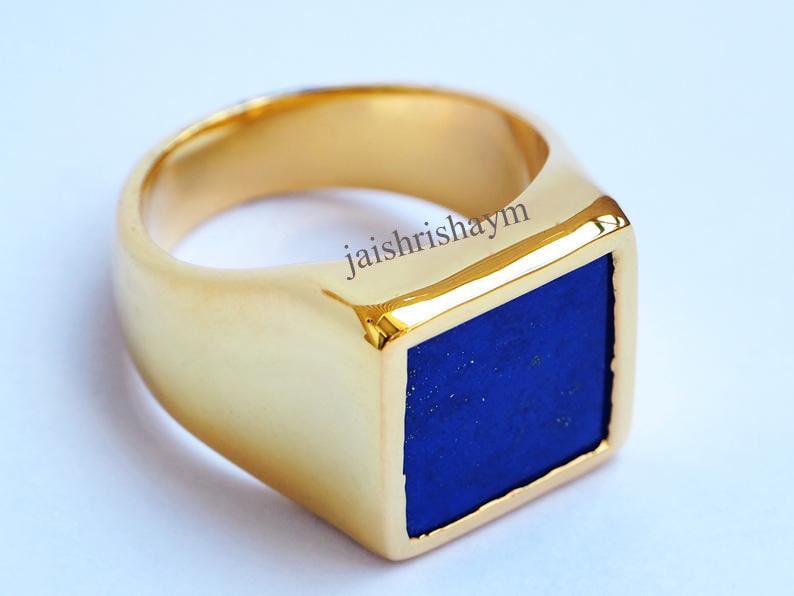 Afgani Lapis Lazuli Herrenring- Vintage Silberring- Massiver 925 Sterling Silber Ring- Herrenring - Ring Herren Blauer von jaishrishaym