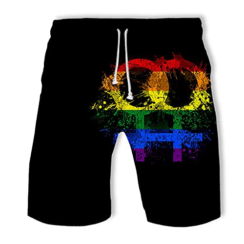 jakeydragon Unisex LGBT Ich Bin stolz auf Dich Shorts Homosexuell Lesben Lässige Strandhose 3D Regenbogen Bedruckte Jogginghose von jakeydragon