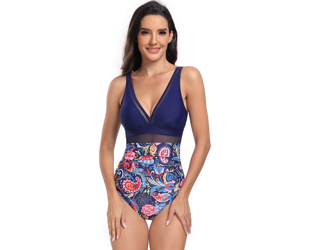 jalleria Badeanzug Bikini-Badeanzug mit tiefem V-Ausschnitt und Bauchkontrolle von jalleria