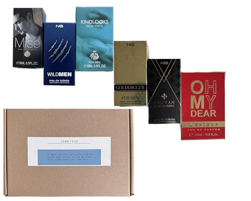 jameitop® Trend Düfte Set: 6 X Parfüm für Herren 15 ML (4-6 verschiedene) jedes einzeln verpackt mit Spray Kopf in Box mit Motivationsspruch von jameitop