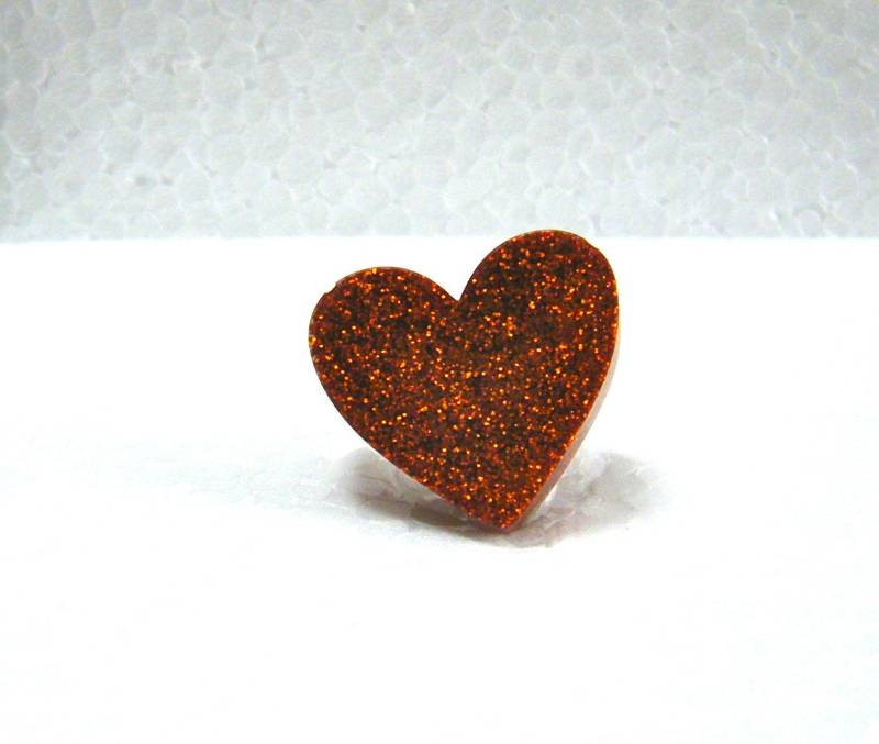 Glittery Orange Harz-Herz-Ring Glittery Orange Harz-Herz-Ring von jamesalicejewellery